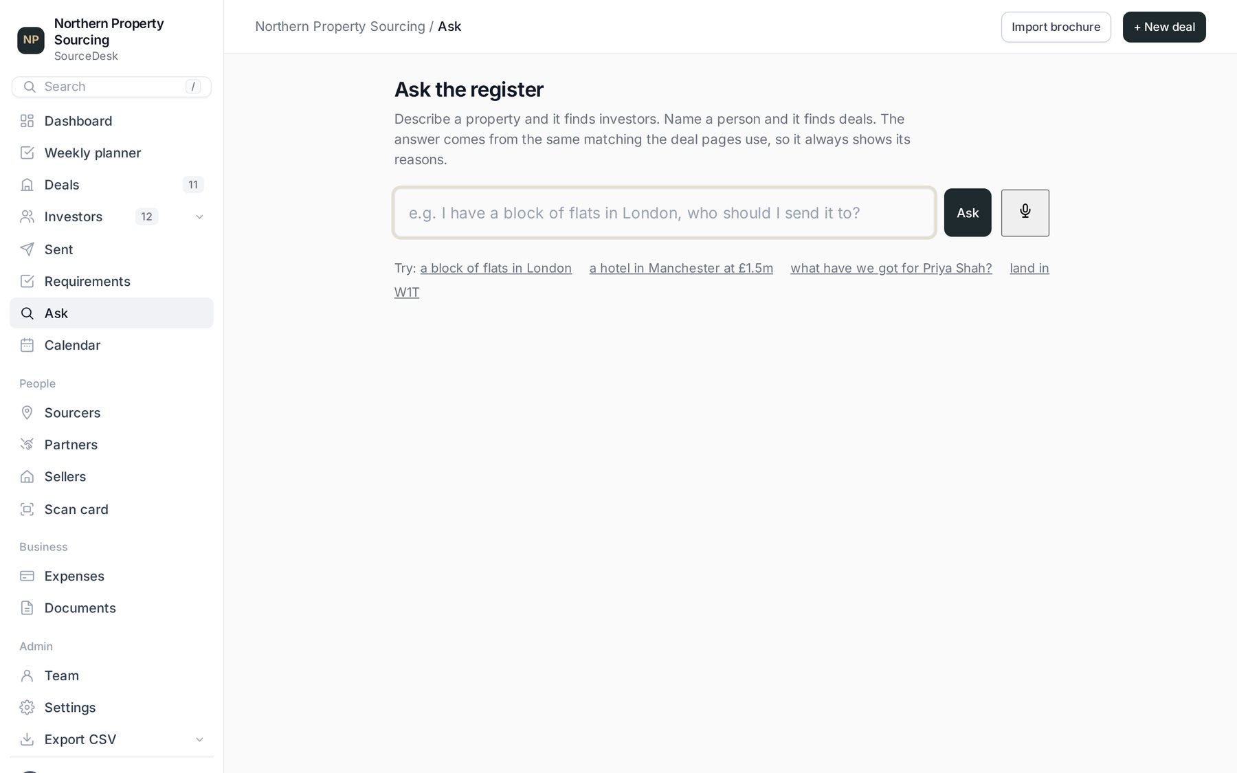 The Ask page
