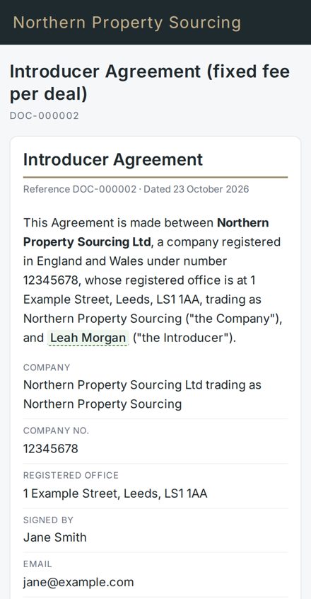 The signing page as the other person sees it on a phone