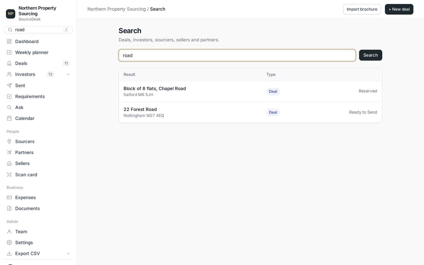 Search results